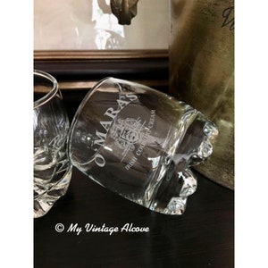 Etched Lowball Glasses, Irish Cream Glasses
