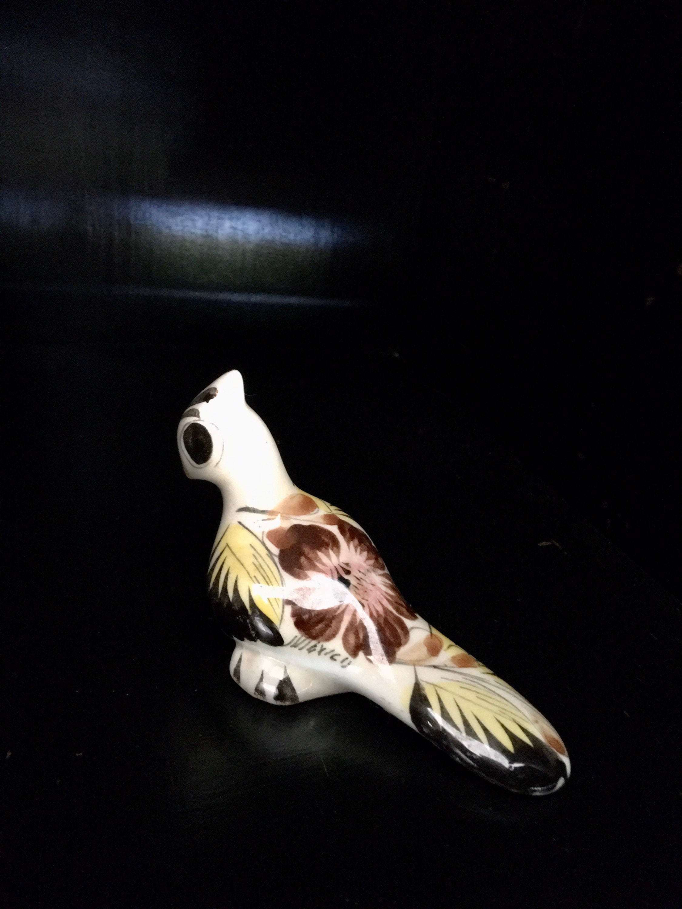 ヴィンテージの鳥の置物、メキシコの陶器の鳥、手描きの鳥、メキシコの 