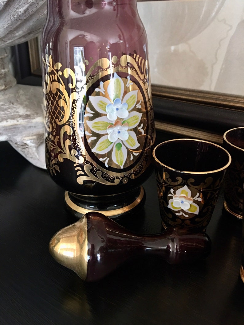 Purple Glass Decanter Purple Decanter Vintage Cordial Etsy