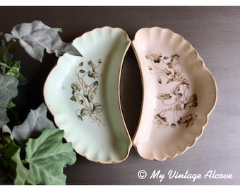 Vintage Bone Dishes, Crescent Shaped Bone Dishes