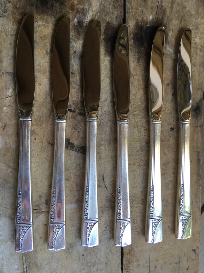 Oneida Silverplate Knife Set Oneida Dinner Knives Vintage Etsy