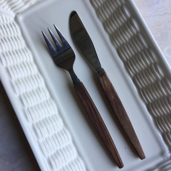 Wood Handle Flatware Etsy