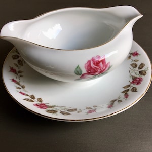 Vintage Gravy Bowl, Diamond China Moss Rose