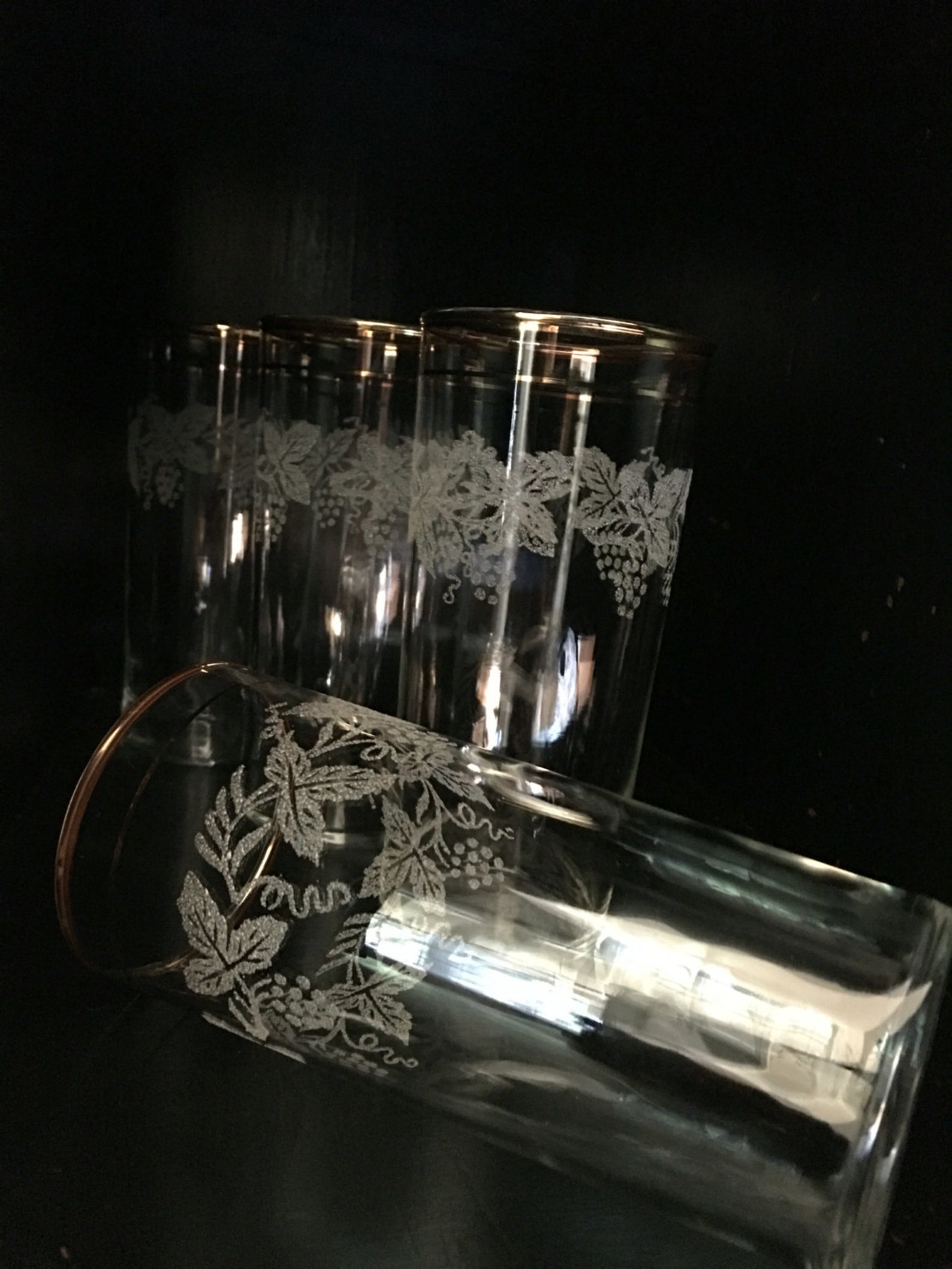 Bartlett Collins Vintage Frosted Drinking Glasses Set 4 Etsy