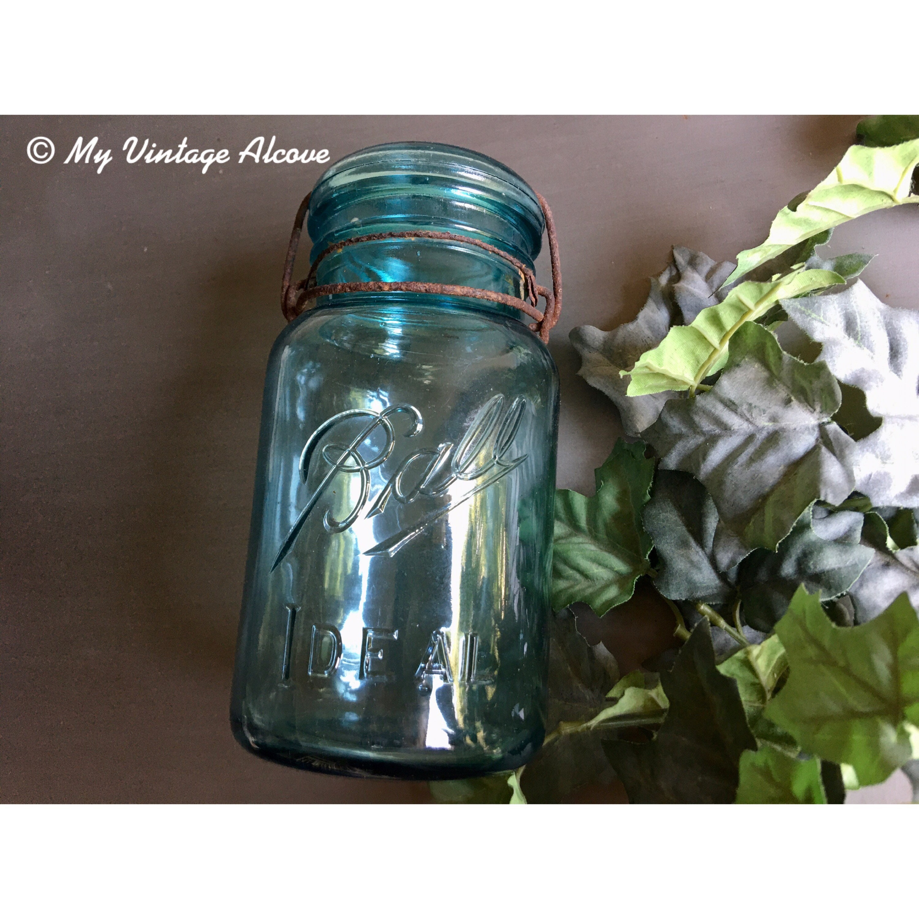 Blue Ideal Mason Jar With Glass Lid, Ball Ideal Wire Side Mason Jar, Ball  Ideal Wire Side Canning Jars, Cornflower Blue Mason Jar 