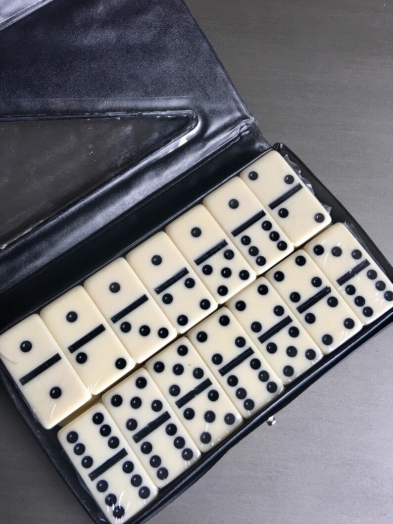 Double Six Bakelite Dominoes In Case Vintage Unopened Domino Tile Game ~ #D4103