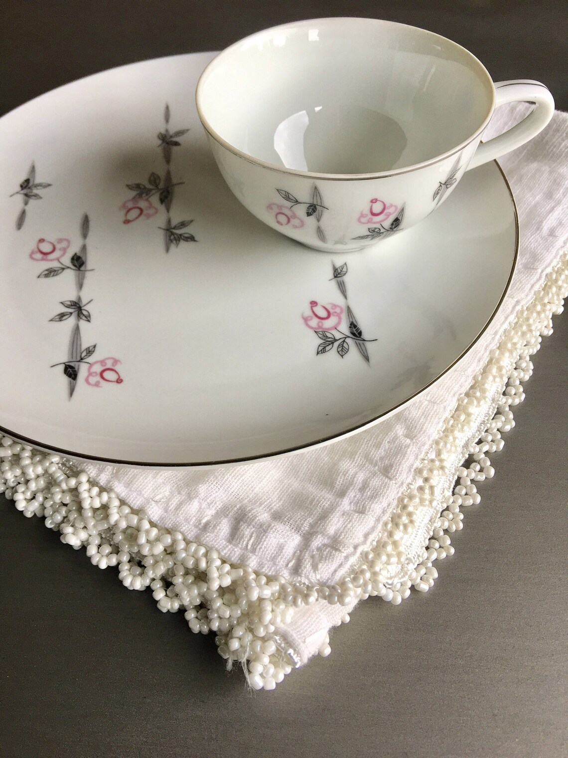 Vintage Snack Plate and Cup Set Trellis by Laurel China Etsy Polska