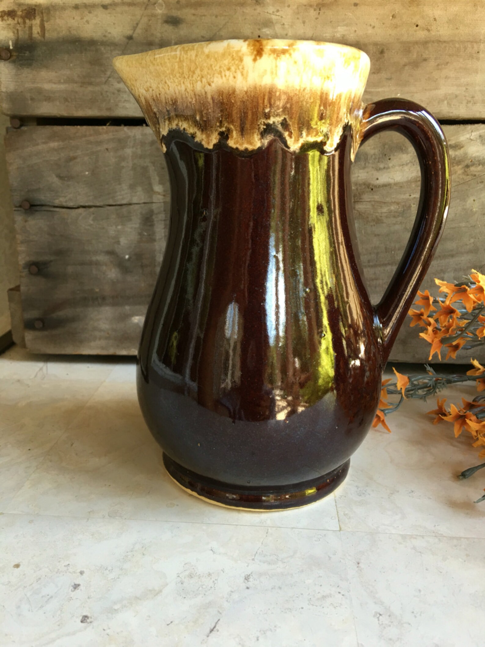 Vintage Brown Drip Glaze Pottery RRP Co Pottery Pitcher Etsy