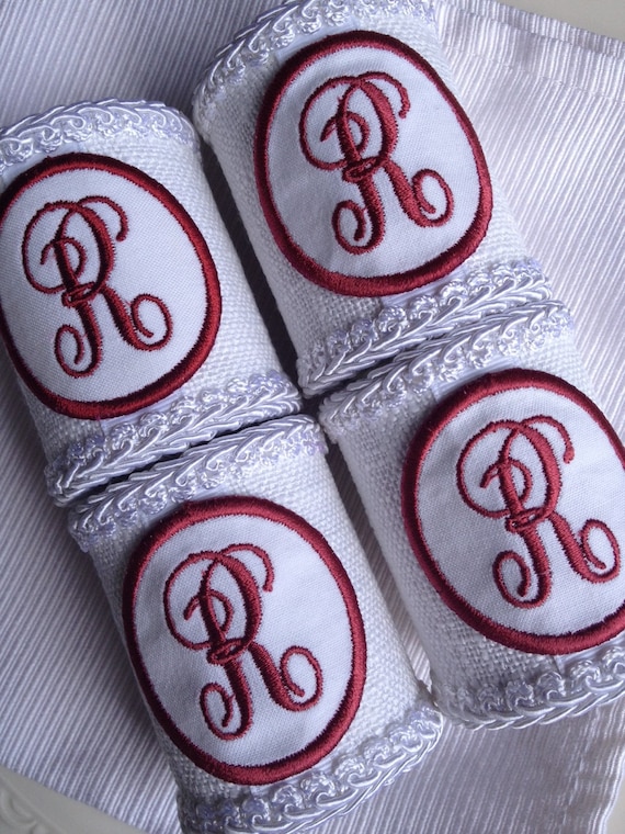 R Monogrammed Napkin Rings Personalized Handcrafted Letter Etsy
