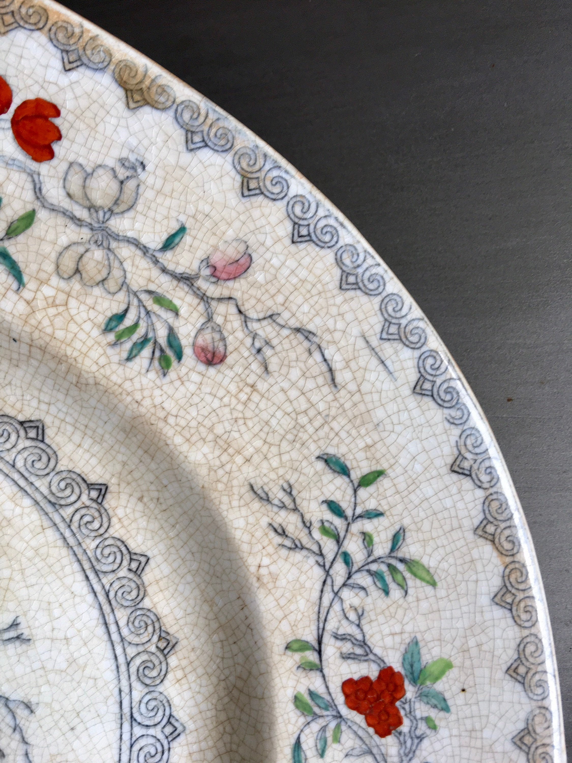 Earthenware Platter Antique Serving Platter Hand Painted Etsy Ireland