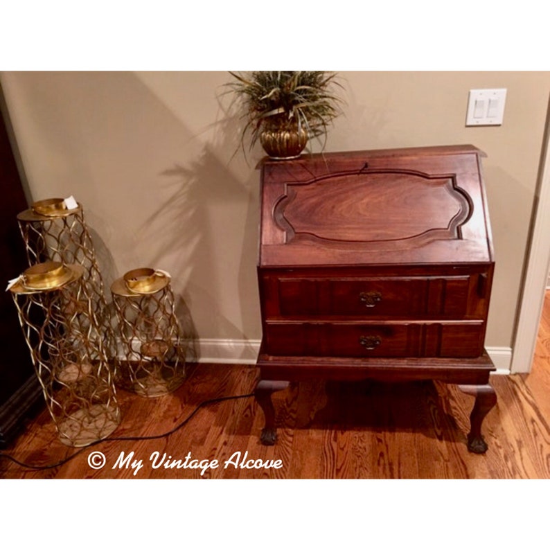 Locking Secretary Desk Vintage Drop Front Desk Vintage Etsy