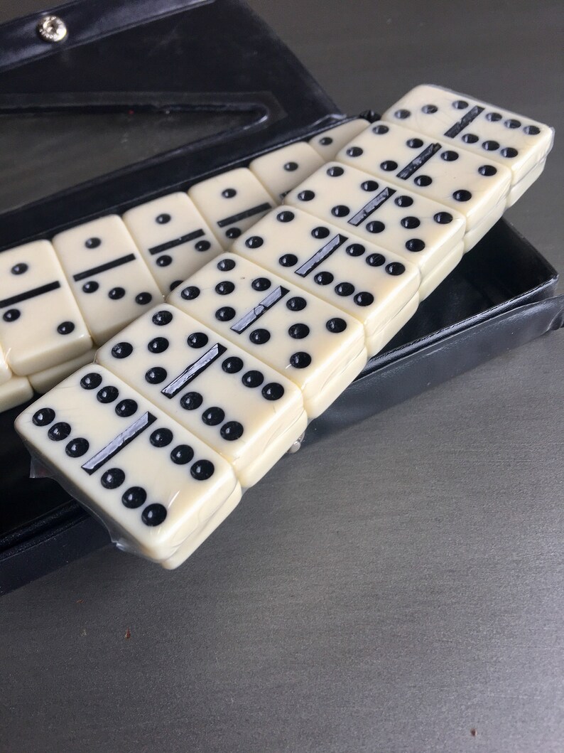 Double Six Bakelite Dominoes In Case Vintage Unopened Domino Tile Game ~ #D4103