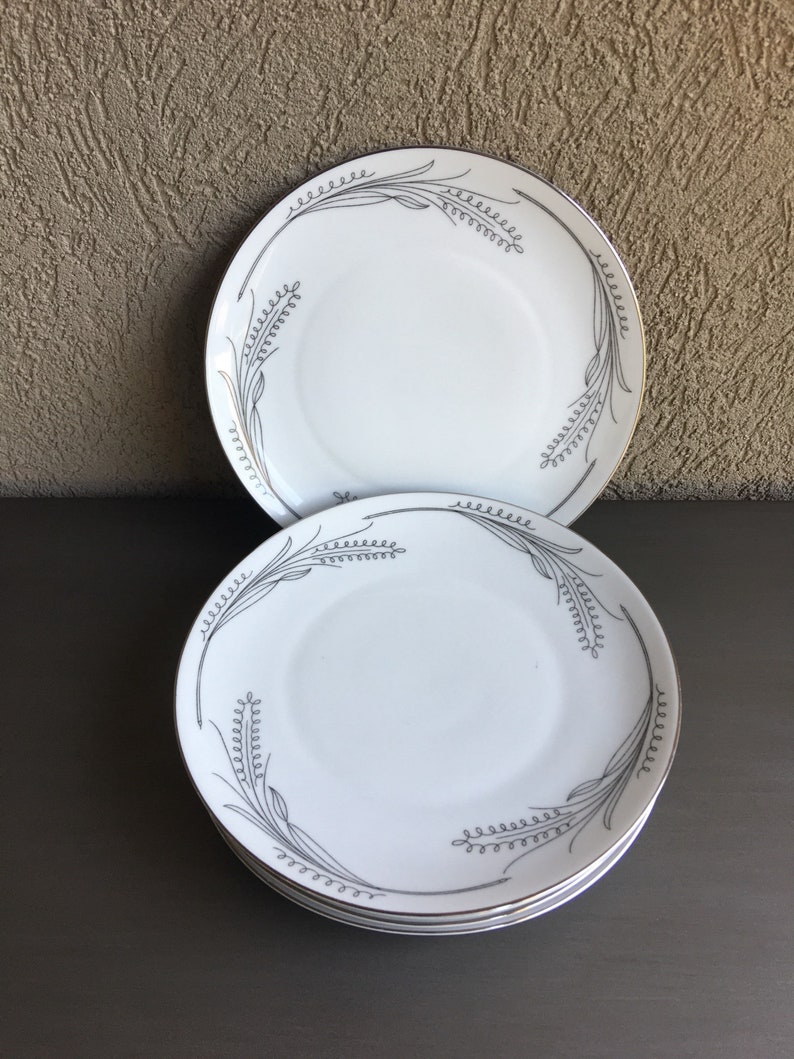 Vintage Wheat Plates Black and White Salad Plates Home Arts Etsy