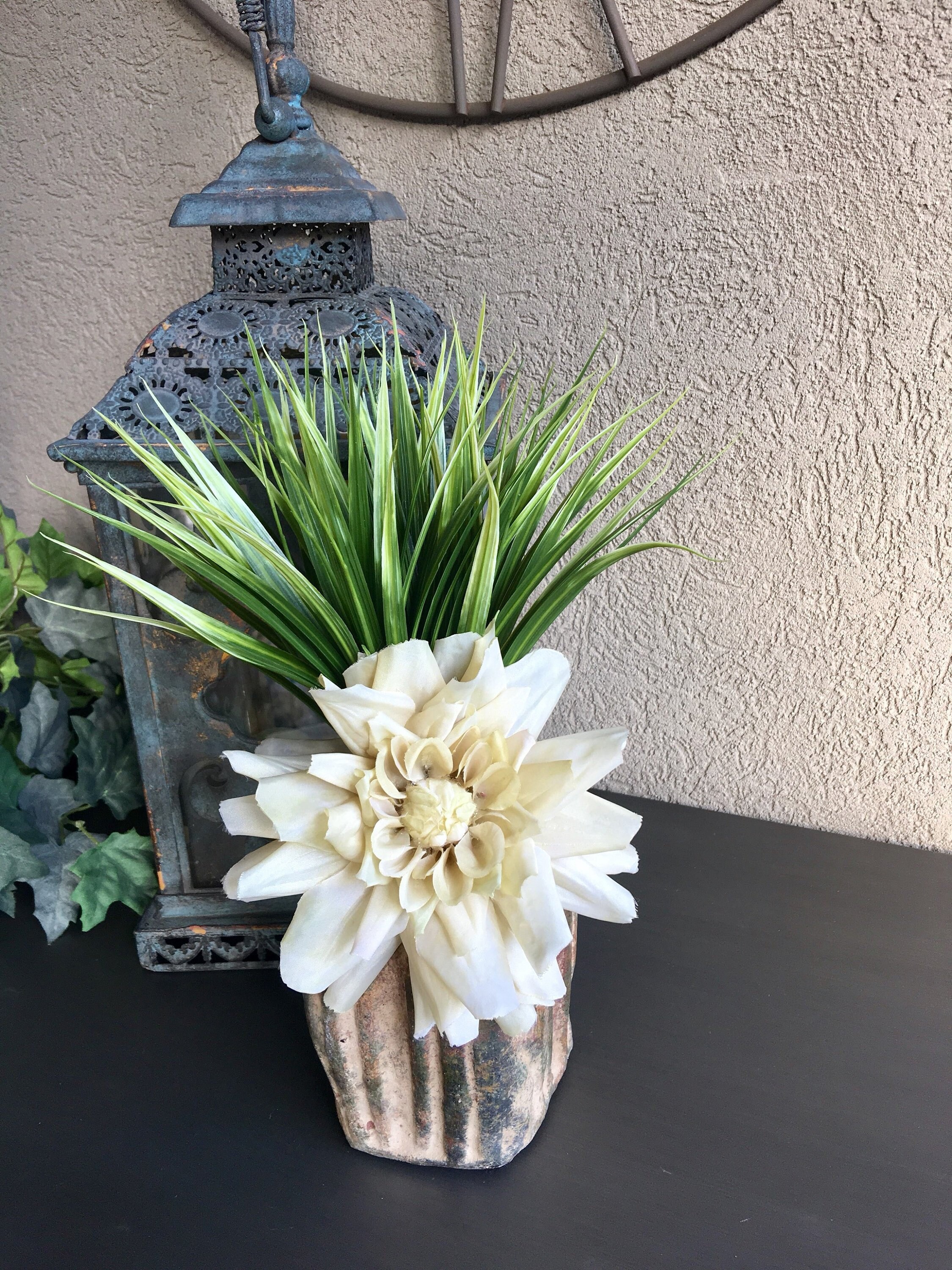 Grass Artificial Floral Arrangement in Vase Artificial Grass Etsy