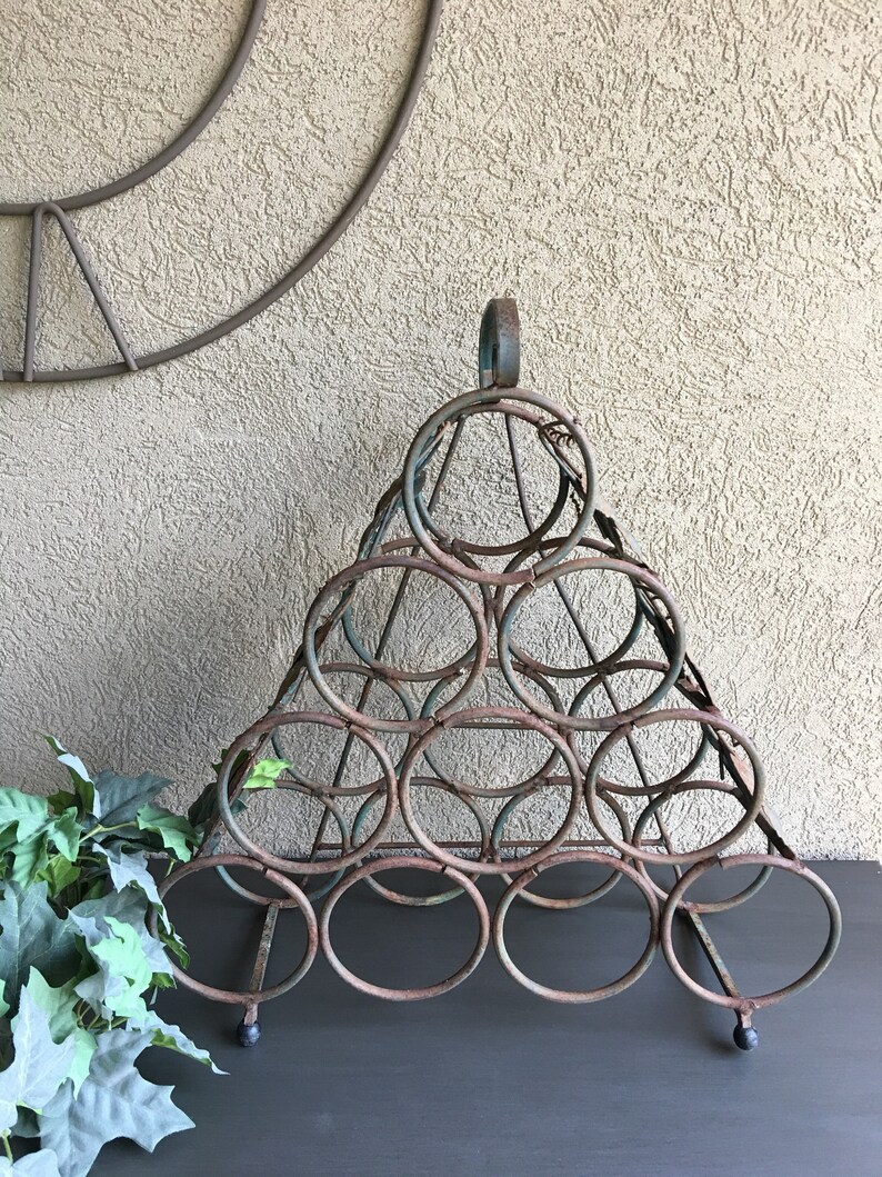 Vintage Metal 10 Bottle Wine Rack Holder Vintage Metal Wine Etsy