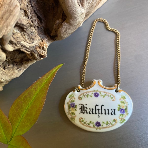 Kahlua Decanter Tag, Ceramic Decanter Tag, Porcelain Decanter Tag