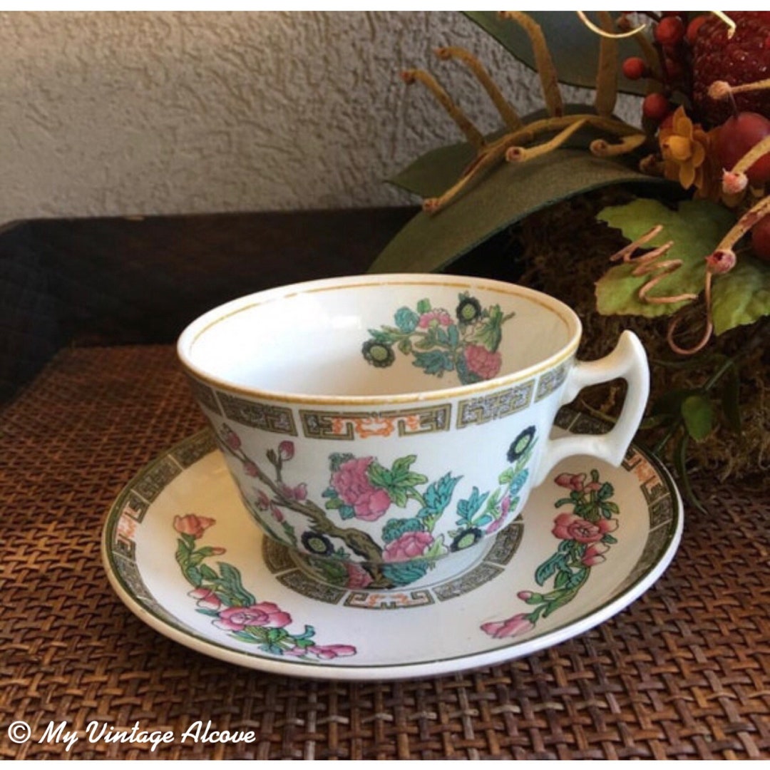 Indian Tree Cup and Saucer, John Maddock and Sons Royal Vitreous