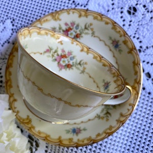 Noritake Cup and Saucer, Noritake China Tea Cup Yellow, Noritake Belvoir