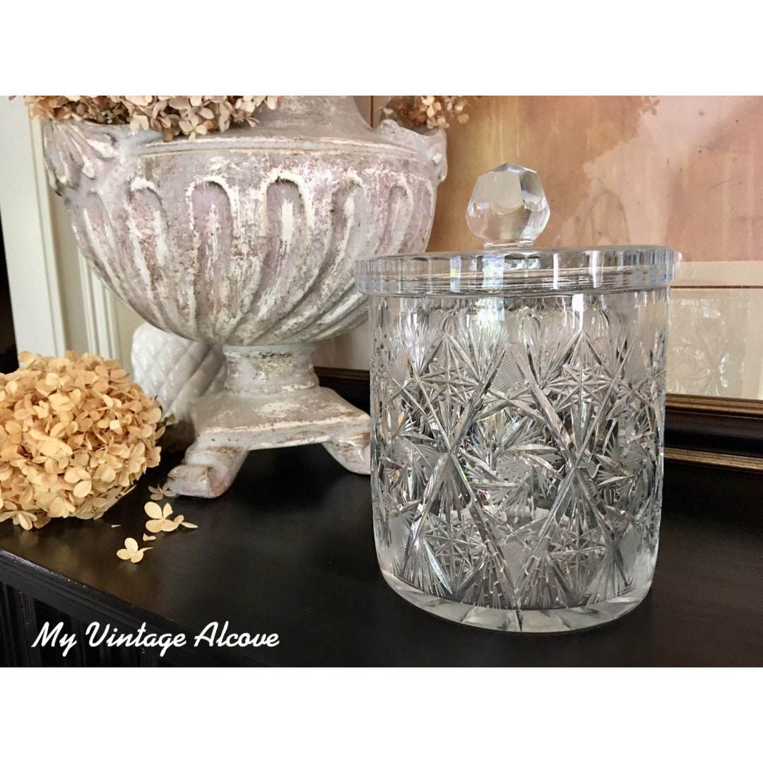 Crystal Biscuit Jar, Crystal Cookie Jar, Lead Crystal Biscuit Jar, Lead