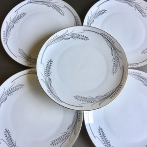 Black and White Salad Plates, Wheat Pattern Plates