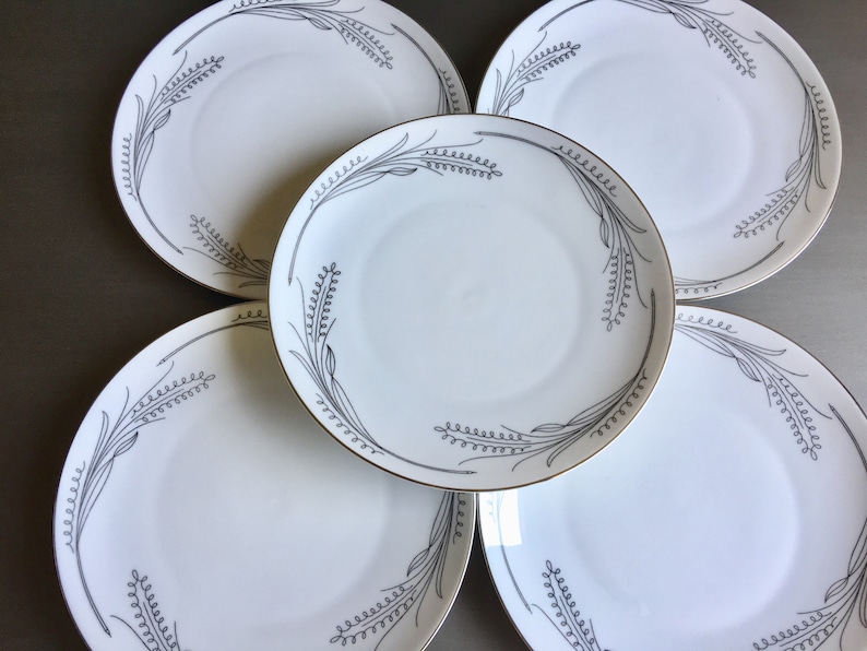 Vintage Wheat Plates Black and White Salad Plates Home Arts Etsy