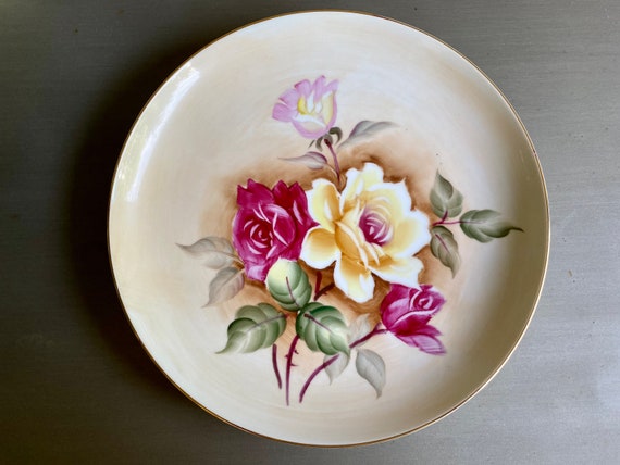 Roses Plate Vintage, Floral Plate Hand Painted, Norcrest Plate - Etsy