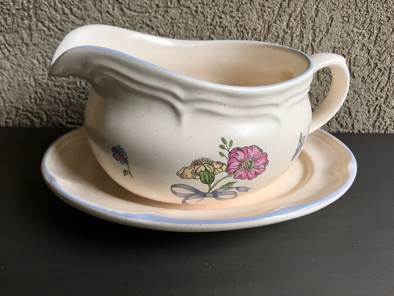 Large Gravy Boat With Saucer Stoneware Gravy Boat With Saucer Etsy