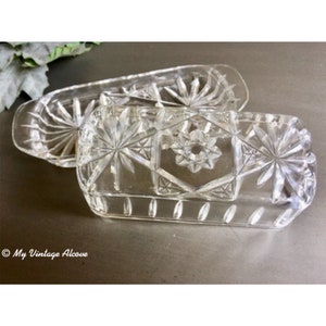 Anchor Hocking Butter Dish, Anchor Hocking Prescut, Anchor Hocking Early American Prescut Glass, Early American Prescut Glassware