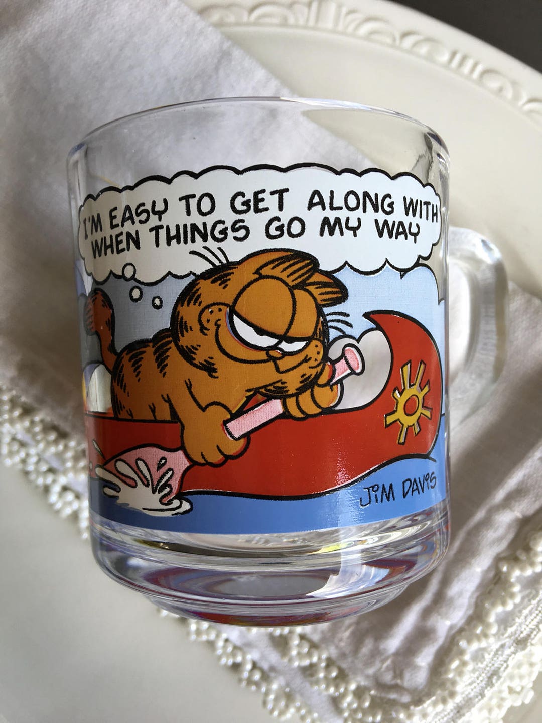 1978 Garfield Mcdonalds Cup, Glass Garfield Mug, Mcdonalds Garfield Mug