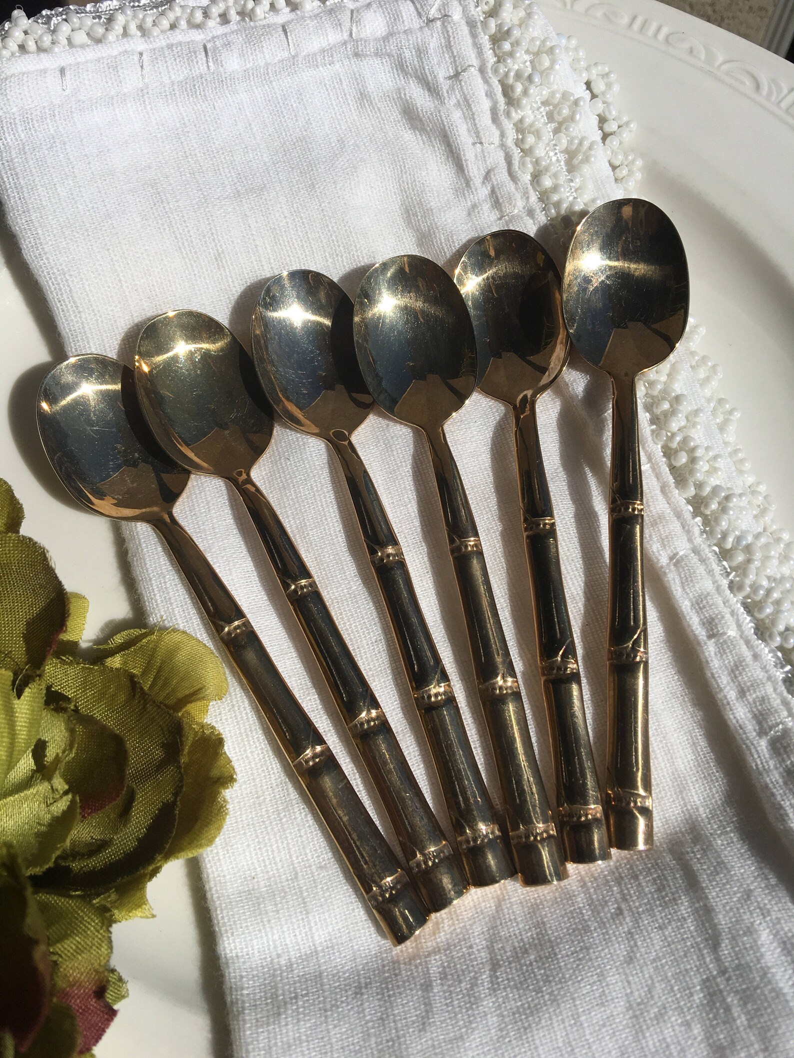 Vintage Gold Iced Tea Spoons Nickel Bronze Silverware Nickel Etsy