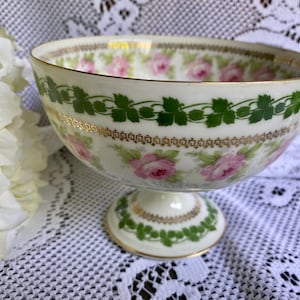 Antique Display Bowl, Imperial Crown China Austria, Tazza Bowl, Antique Footed Bowl
