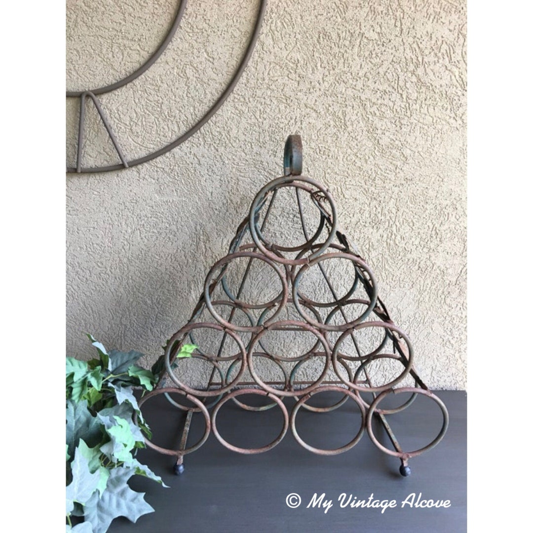 Counter Wine Rack, Rustic Countertop Wine Rack, 10 Bottle Metal Wine Rack, Pyramid Wine Rack Etsy
