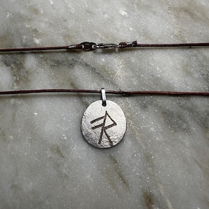 Hand forged Viking Pendant Norse inspired amulet, 925 sterling silver and laser engraved.