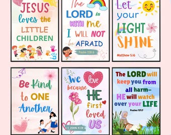Bible Verse Digital Printables for Kids | Faith-Inspired Wall Art