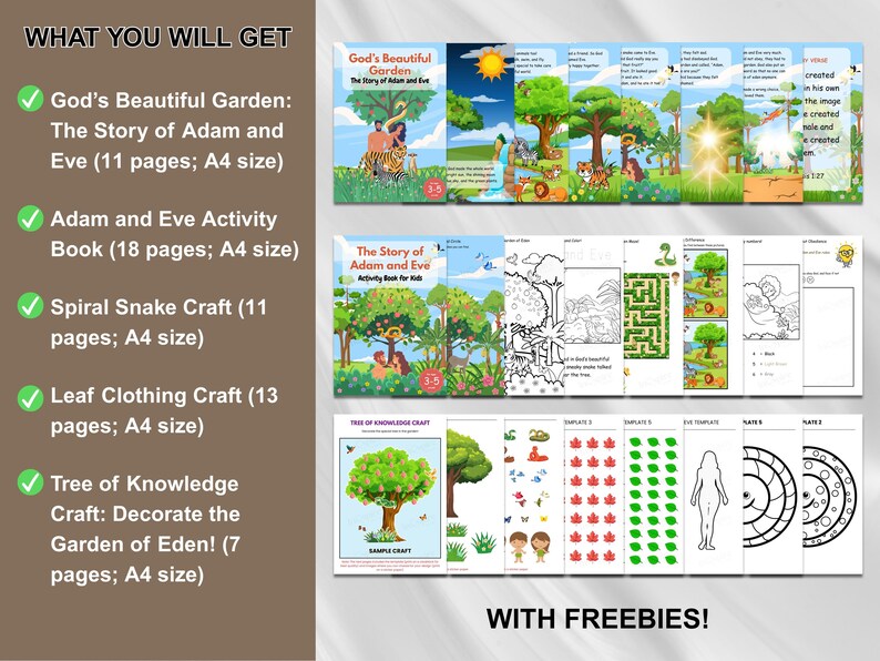 Adam and Eve Bible Story & Activity Bundle for Kids (ages 3–5) - Etsy UK