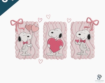 Snoopy Love Embroidery Designs Hearts Pes Machine Pattern