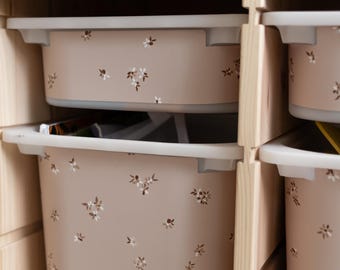 IKEA TROFAST収納ボックス用フローラルデカール、レトロステッカー