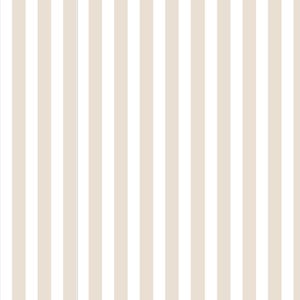 May include: A repeating pattern of vertical stripes in white and beige. The stripes are of equal width and run from top to bottom. This simple design could be used for wallpaper or fabric.