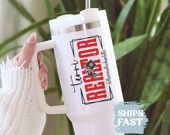 Personalized Realtor Tumbler with Handle: Custom Real Estate Agent Gift