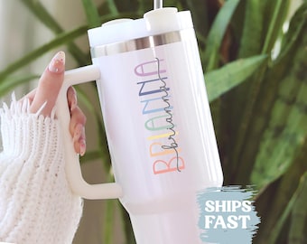Personalized Name Tumbler 40oz With Handle and Straw