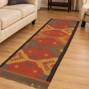 Kilim Runner, Handmade Wool Jute Kilim Runner, Stair Decor Runner, Hallway Runner Rug, Turkish Vintage Kilim Runner, Flatweave Rug