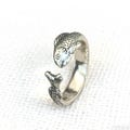 Elegant Fish-Shaped Adjustable Open Ring: Dainty Silver Band for Women with Flexible Fit, Adjustable 925 Sterling Silver Fish Ring