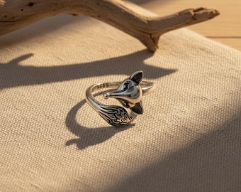 S925 Thai Silber Fuchs offener Ring, Vintage-Stil Ring, verstellbare offene Band Schmuck, Valentinstag Geschenk, Geschenk für sie