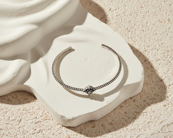 925 Sterling Silber Schöner Armreif für Frauen, Boho Armband, Designer Armband mit Gravur, Valentinstag Geschenk für Sie