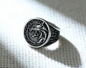 Intricately Carved Wolf Head Ring S925 Thai Silver - Bold & Dominant Adjustable Open Men's Statement, Wolf Head Jewelry