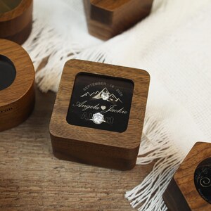 Personalized Wedding Ring Box, Custom Engraved Engagement Proposal Holder, Wooden Double Slot Ring Bearer, Bridal Gift For Her