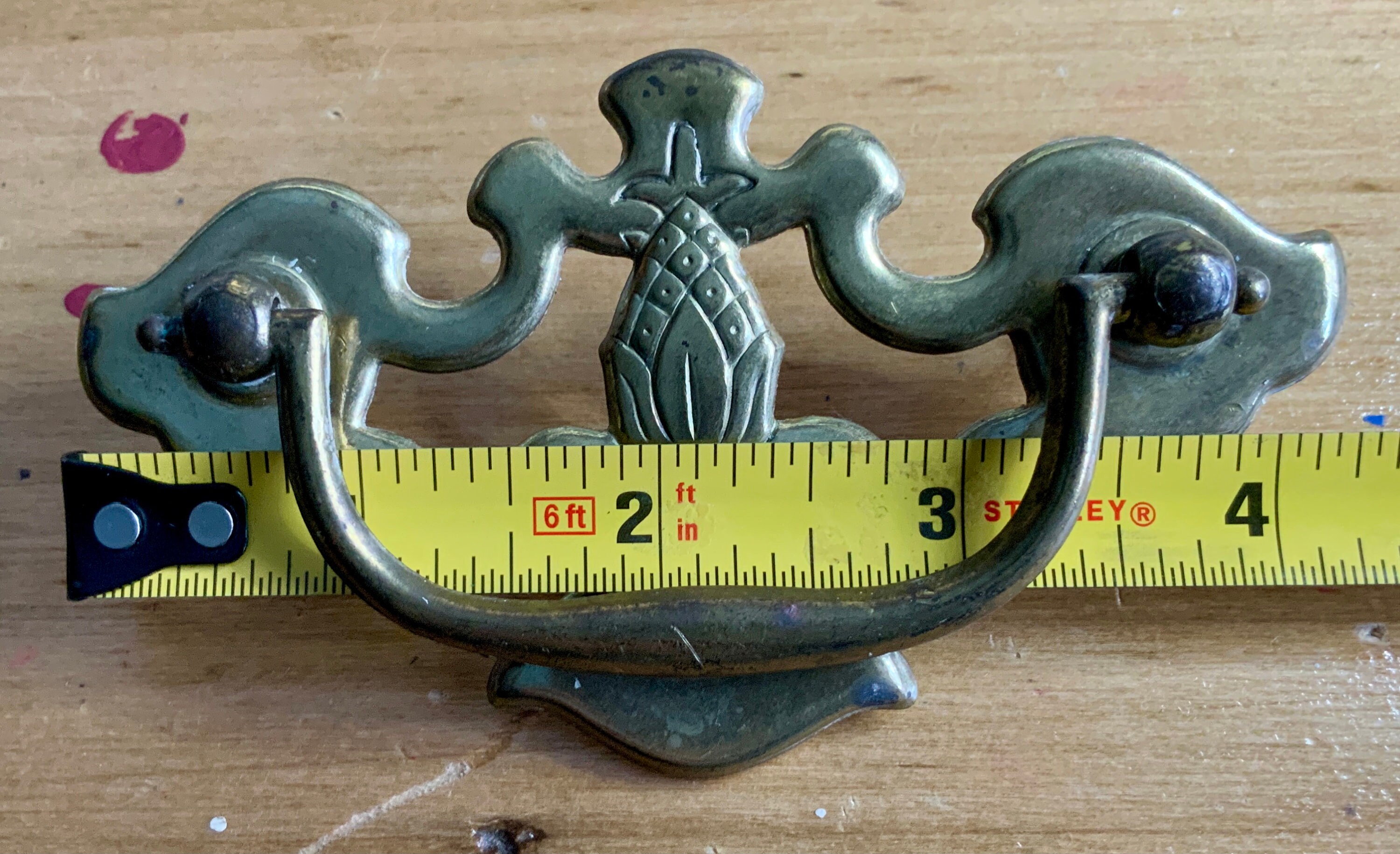 Colonial Drawer Pulls Brass Thistle Center Sold Etsy