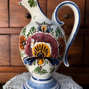 Delft Vase - Floral Pitcher/Vase - Polychrome - Made in Holland - Beautiful - Vintage