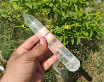 32-Facet Clear Quartz Crystal Healing Tower Wand