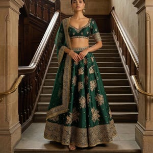 ティールグリーンのレヘンガチョリセット、インドの結婚式パーティーウェア、レヘンガ、メヘンディファンクションウェア、レンガ